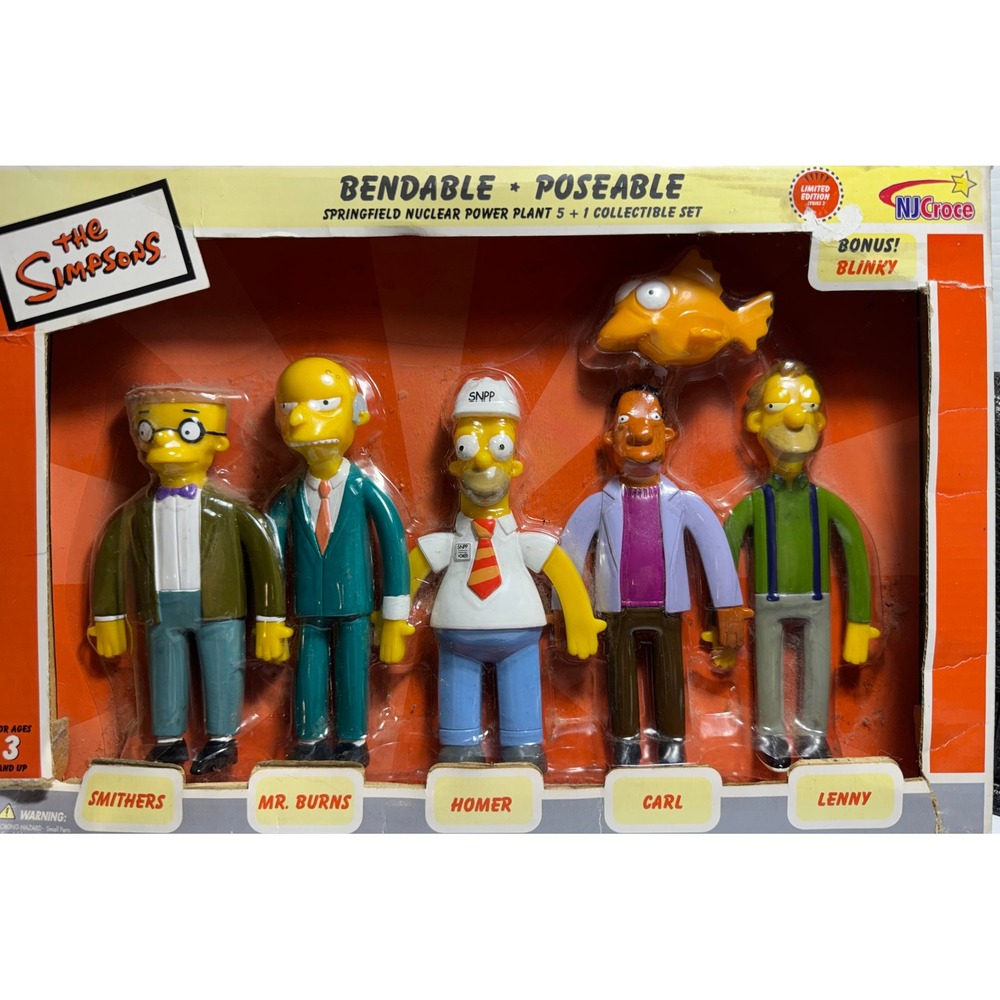 Vintage NJ Croce The Simpsons Nuclear Power Plant Bendable Figure Set 2003